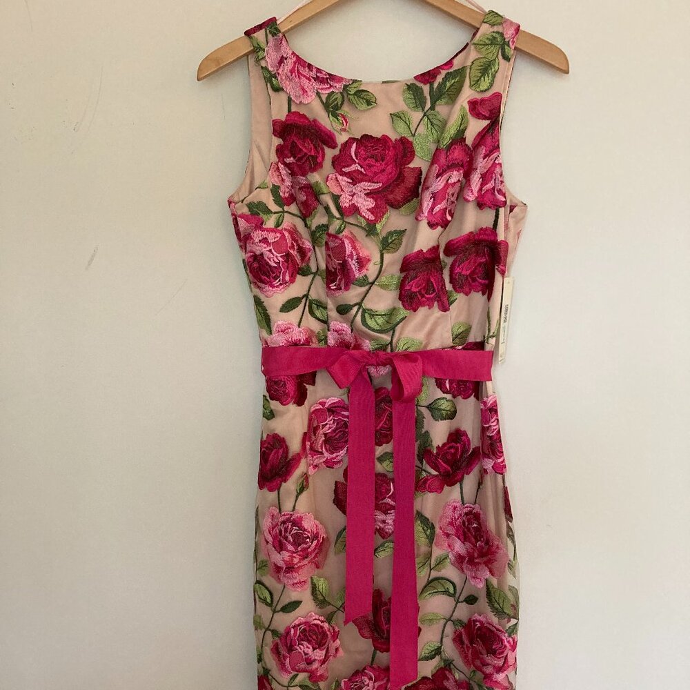 Eliza J Floral-Print Boat-Neck Sleeveless Sheath Dress